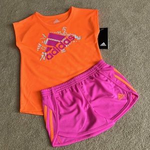 orange adidas short set